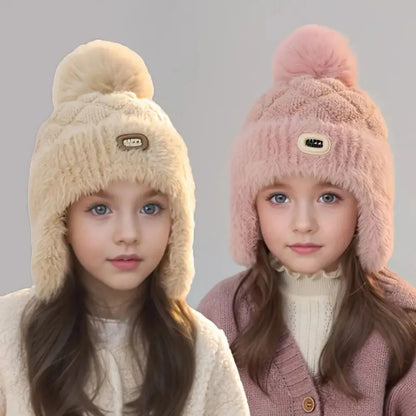 Cappello Invernale Bambini con Paraorecchie e Pon Pon