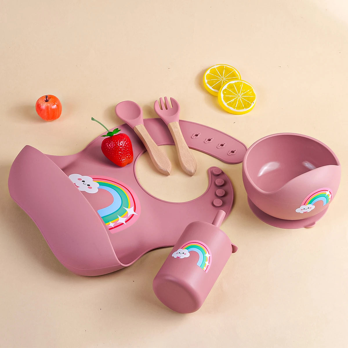 Set Pappa Silicone Completo - Ciotola Bavaglino Forchetta Cucchiaio