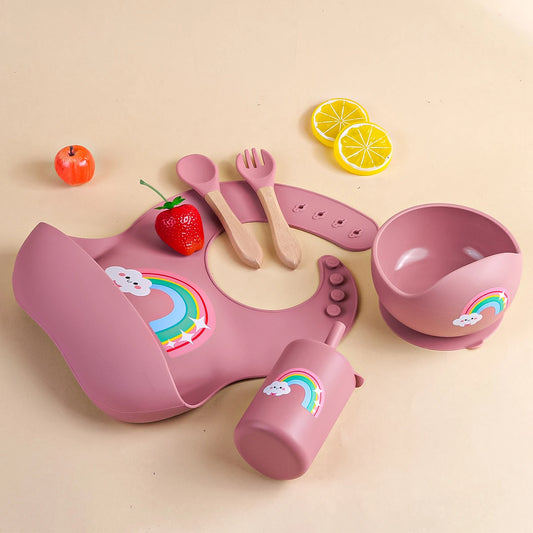 Set Pappa Silicone Completo - Ciotola Bavaglino Forchetta Cucchiaio