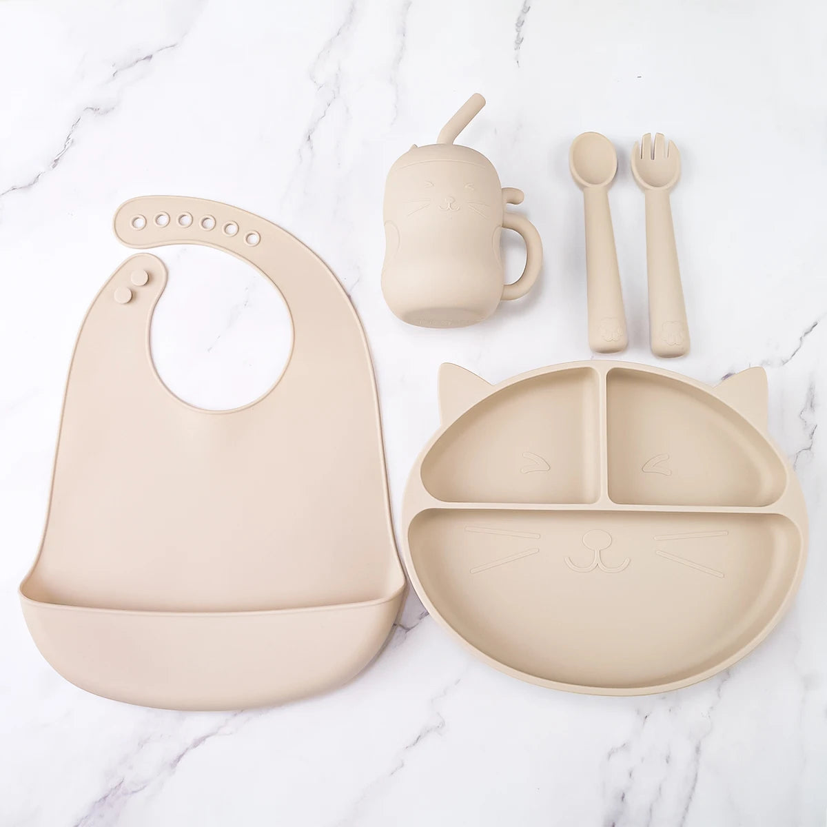 Set Pappa Silicone Gatto con Ventosa - Piatto Bambini