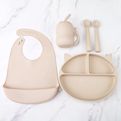 Set Pappa Silicone Gatto con Ventosa - Piatto Bambini