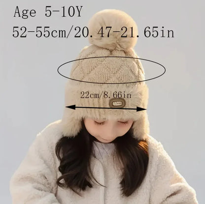 Cappello Invernale Bambini con Paraorecchie e Pon Pon