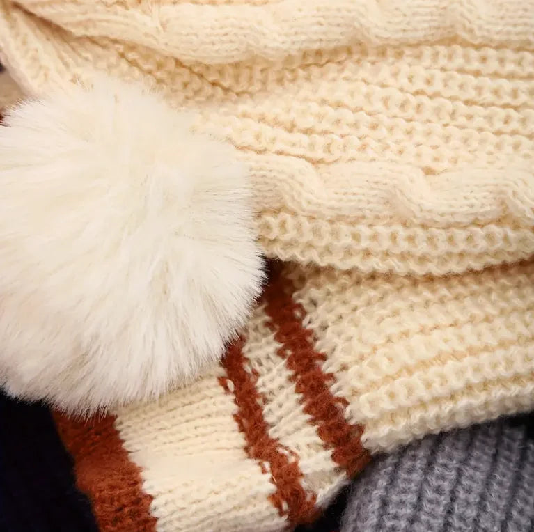 Cappello Invernale a Maglia con Sciarpa e Maschera - Bambini