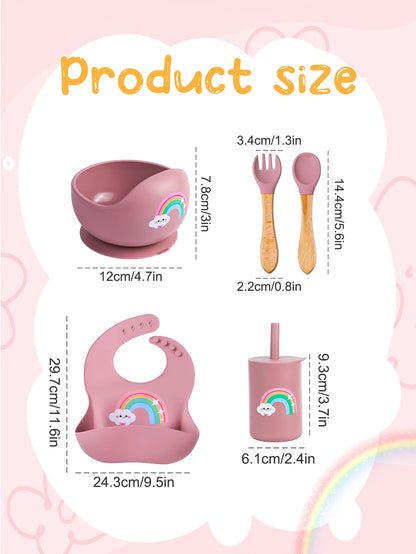 Set Pappa Silicone Completo - Ciotola Bavaglino Forchetta Cucchiaio