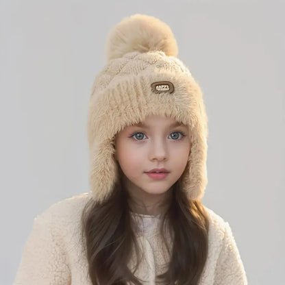 Cappello Invernale Bambini con Paraorecchie e Pon Pon