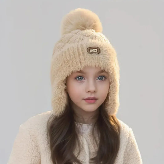Cappello Invernale Bambini con Paraorecchie e Pon Pon