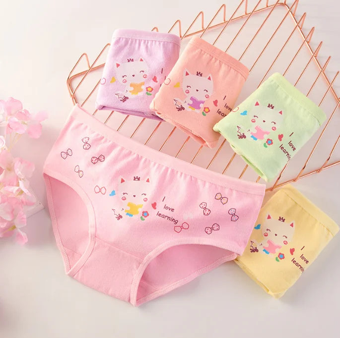 Mutandine Bambine Cotone Morbido - Gatto Cartone Animato 4-12 Anni