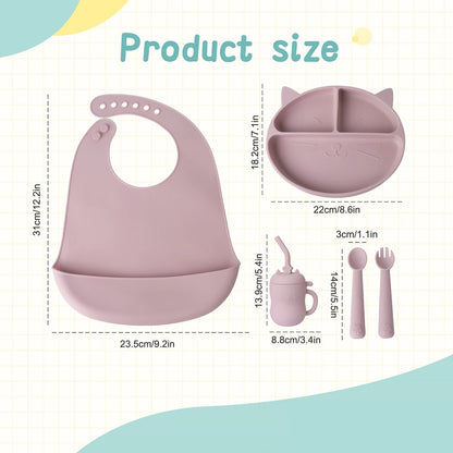 Set Pappa Silicone Gatto con Ventosa - Piatto Bambini