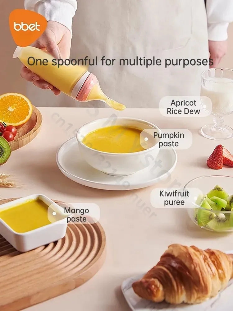 Biberon Spremibile in Silicone con Cucchiaio - Svezzamento Neonati