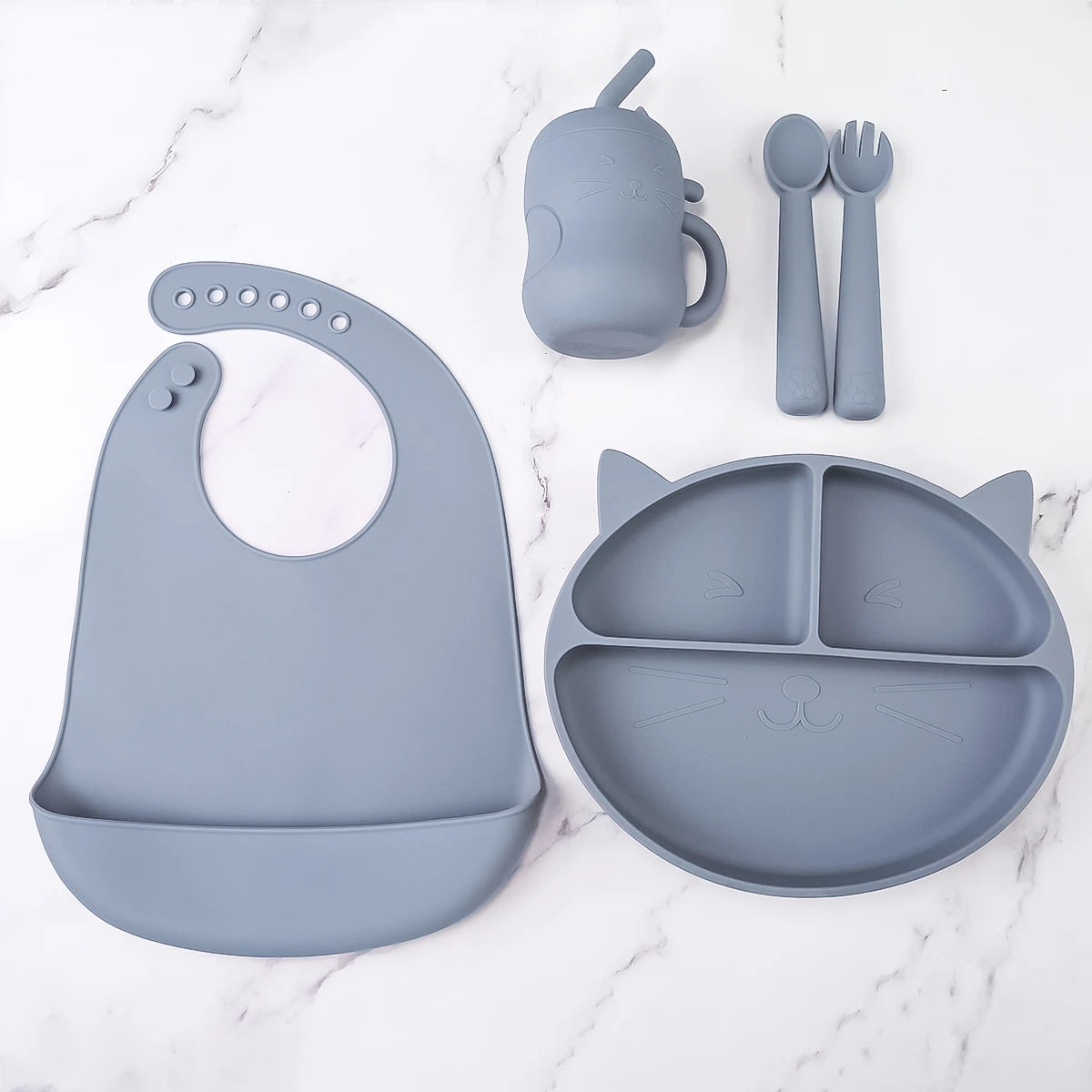 Set Pappa Silicone Gatto con Ventosa - Piatto Bambini