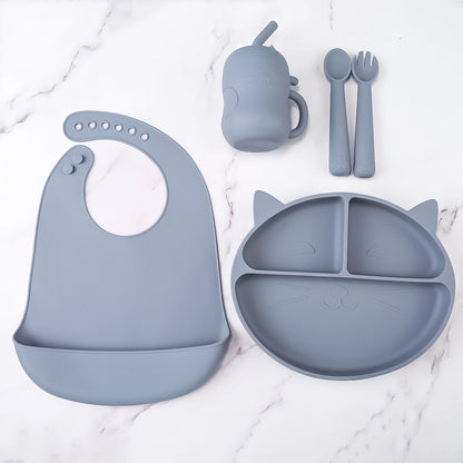 Set Pappa Silicone Gatto con Ventosa - Piatto Bambini