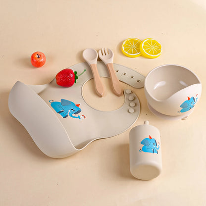Set Pappa Silicone Completo - Ciotola Bavaglino Forchetta Cucchiaio
