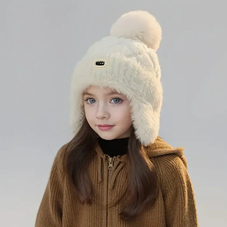 Cappello Invernale Bambini con Paraorecchie e Pon Pon