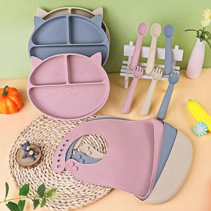 Set Pappa Silicone Gatto con Ventosa - Piatto Bambini