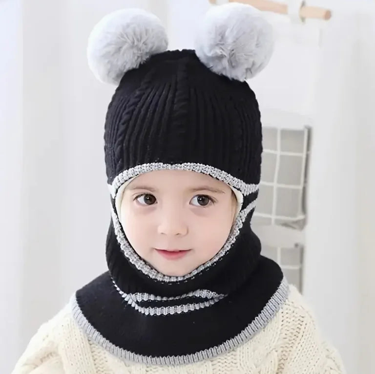 Cappello Invernale a Maglia con Sciarpa e Maschera - Bambini