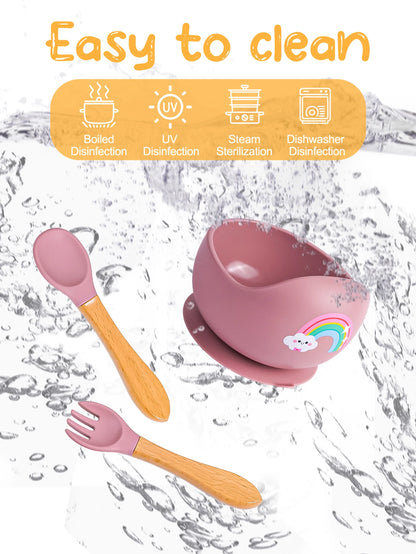 Set Pappa Silicone Completo - Ciotola Bavaglino Forchetta Cucchiaio