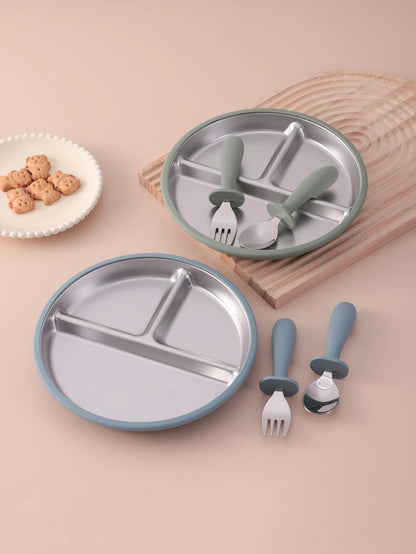 Piatto e Ciotola in Acciaio Inox per Neonati - Stoviglie Resistenti